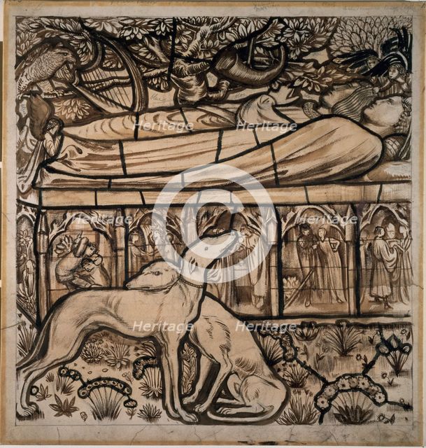 The Tomb of Tristram and Iseult, 1862. Creator: Sir Edward Coley Burne-Jones.