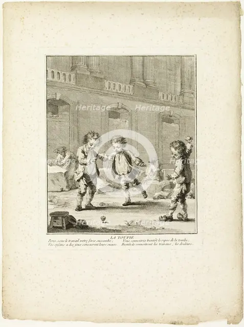 The Top, from The Games of the Urchins of Paris, 1770. Creator: Jean Baptiste Tilliard.