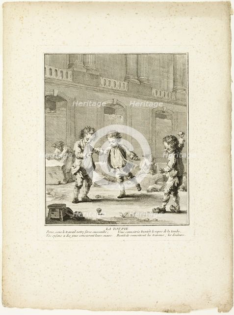 The Top, from The Games of the Urchins of Paris, 1770. Creator: Jean Baptiste Tilliard.