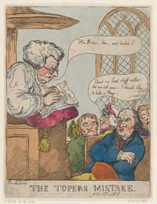 The Toper's Mistake, July 20, 1801., July 20, 1801. Creator: Thomas Rowlandson