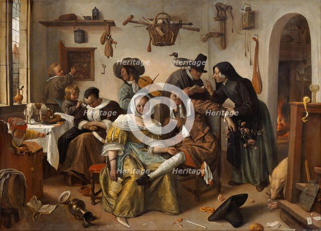 The Topsy-Turvy World (In Weelde Siet Toe), 1663. Artist: Steen, Jan Havicksz (1626-1679)