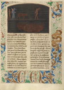 The Torment of Thieves: Tondal Leads a Cow Across a Nail-studded Bridge, 1475. Creator: Simon Marmion