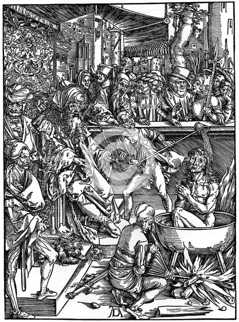 'The Torture of St John the Evangelist', 1498, (1936). Artist: Albrecht Dürer