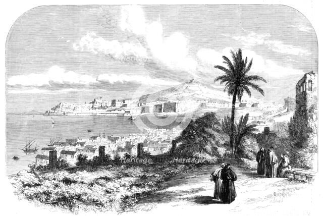 The Town and Castle of Gaeta - from a drawing by S. Read, 1860. Creator: Unknown.