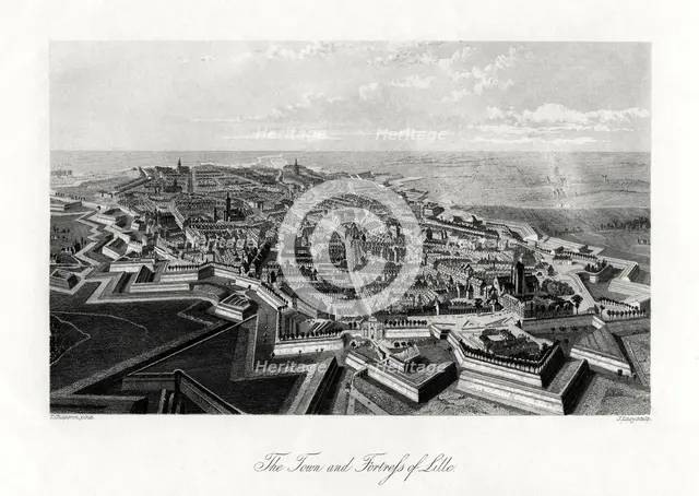The town and fortress of Lille, France, 1875. Artist: J Lacy