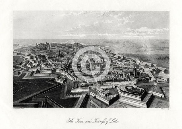 The town and fortress of Lille, France, 1875. Artist: J Lacy