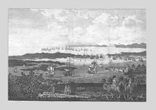 The Town and Harbour of Portsmouth with a View of his Majesty's Fleet at Spithead 18th century. Creator: Unknown