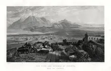 The town and isthmus of Corinth from the Acropolis, Greece, 1887. Artist: W Miller