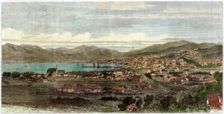 The town and port of Wellington, capital of New Zealand, c1880
