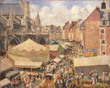 The Town Fair by the Church of Saint-Jacques in Dieppe, Morning, Sunlight, 1901. Creator: Camille Pissarro