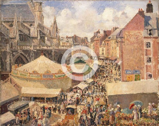 The Town Fair by the Church of Saint-Jacques in Dieppe, Morning, Sunlight, 1901. Creator: Camille Pissarro.