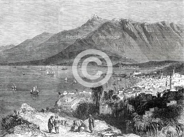 The town of Beyrout and Mount Lebanon - from a drawing by J. Lewis Farley, 1860. Creator: Unknown.
