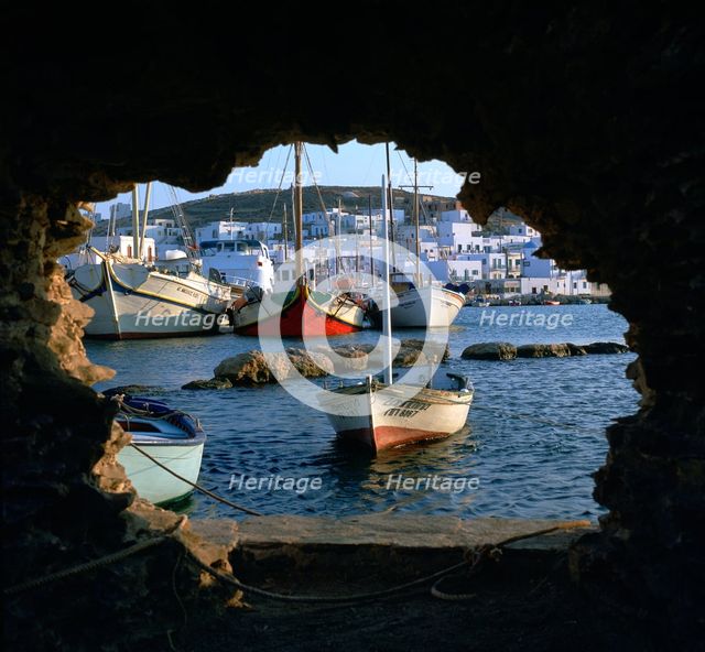 The town of Naoussa seen from the fort in the harbour