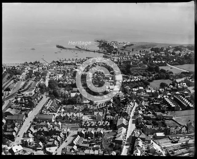 The town, looking towards the pier and Peveril Point, Swanage, 1937. Creator: Aeropictorial Ltd.