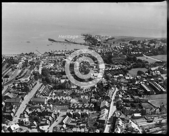 The town, looking towards the pier and Peveril Point, Swanage, 1937. Creator: Aeropictorial Ltd.