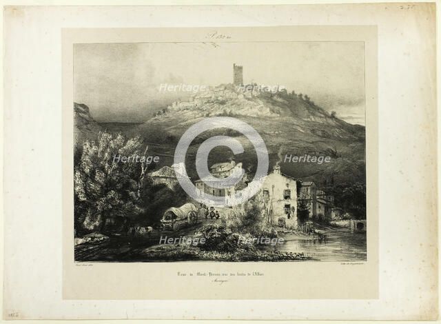 The Tower of Mont-Perrou, Seen from the Banks of the Allier (Auvergne), 1831. Creator: Paul Huet.