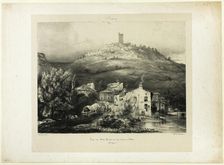 The Tower of Mont-Perrou, Seen from the Banks of the Allier (Auvergne), 1831. Creator: Paul Huet