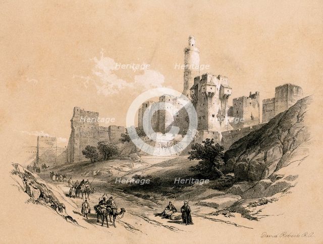 The Tower of David, Jerusalem, Israel, 1855.Artist: David Roberts