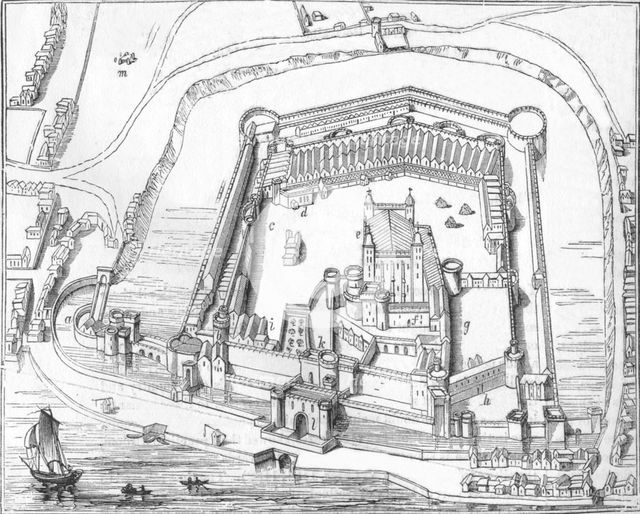 'The Tower of London', 1597, (1845). Artists: Gulielmus Haiward, John Gascoyne.
