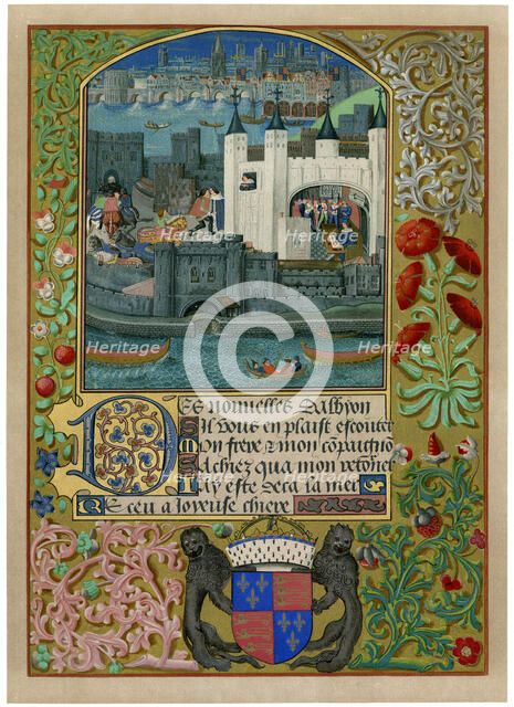 The Tower of London with London Bridge, c1500, (c1901). Artist: Unknown