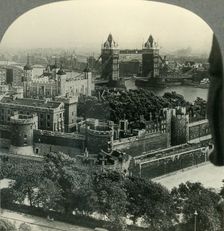 The Tower of London and the Tower Bridge, London, England c1930s. Creator: Unknown