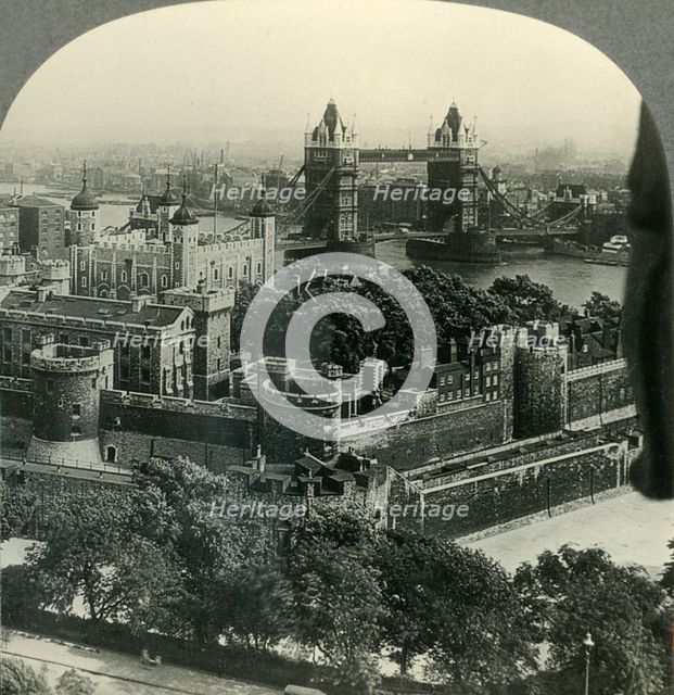 'The Tower of London and the Tower Bridge, London, England', c1930s. Creator: Unknown.