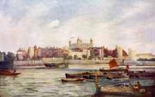 The Tower of London from across the Thames.Artist: Andre & Sleigh