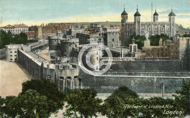 'The Tower of London & Mint, London', c1910.  Artist: Unknown.