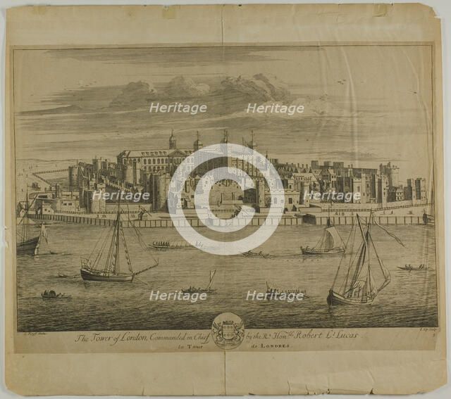 The Tower of London, plate five from Britannia Illustrata, published 1707. Creator: Johannes Kip.