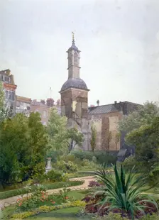 The tower of the Church of St Botolph, Aldersgate, City of London, 1886. Artist: John Crowther