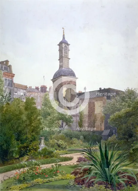The tower of the Church of St Botolph, Aldersgate, City of London, 1886. Artist: John Crowther