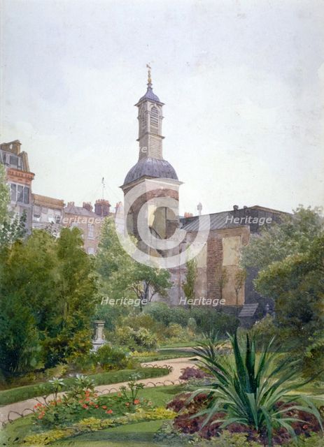 The tower of the Church of St Botolph, Aldersgate, City of London, 1886. Artist: John Crowther