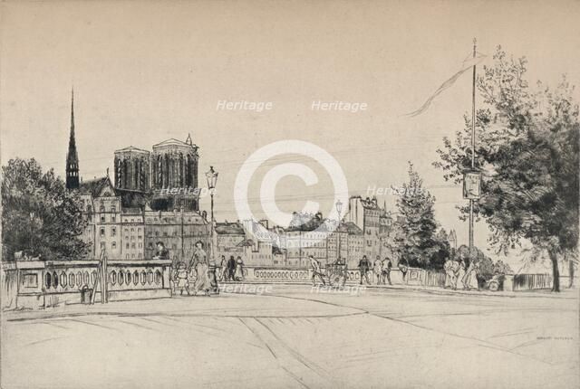 'The Towers of Notre-Dame', 1915. Artist: William Walker.