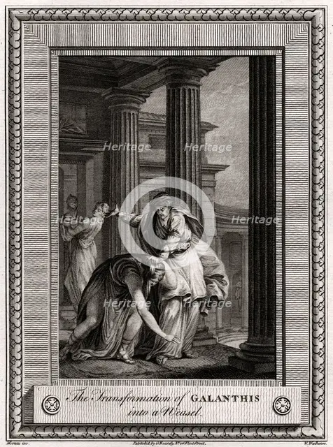 'The Transformation of Galanthis into a Weasel', 1777. Artist: W Walker