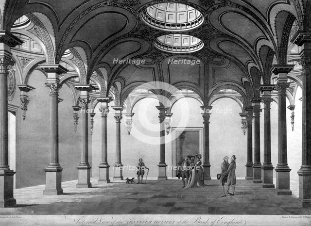 The Transfer Offices at the Bank of England, City of London, c1790.                                  Artist: Thomas Malton II