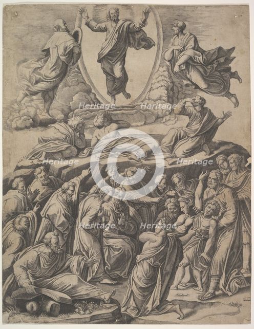 The Transfiguration of Christ who appears upper centre, below him various figures inclu..., 1530-60. Creator: Master of the Die.