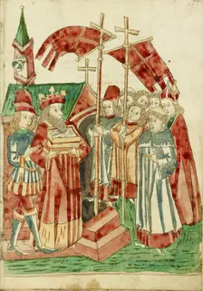 The Translation of Josaphat's Relics to a Church By a King and Procession, 1469. Creators: Hans Schilling, Diebolt Lauber