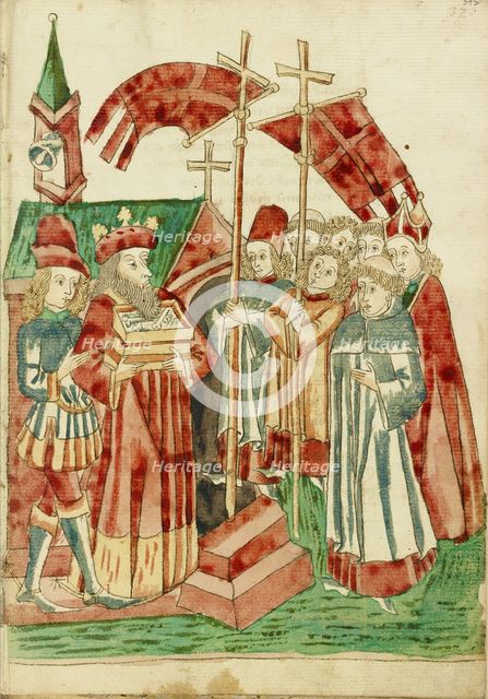 The Translation of Josaphat's Relics to a Church By a King and Procession, 1469. Creators: Hans Schilling, Diebolt Lauber.
