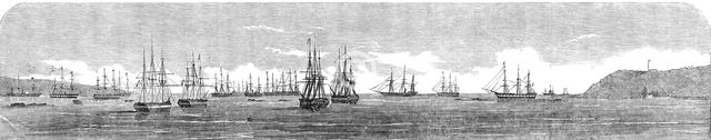 The Transport Fleet Embarking the Troops, at Varna, 1854. Creator: Unknown.