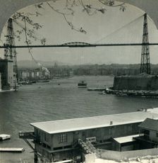The Transporter Bridge and Entrance to Old Harbor, Marseilles, France c1930s. Creator: Unknown