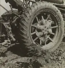 The tractor is driving cotton workers off the land, Aldridge Plantation, Mississippi Delta, 1937. Creator: Dorothea Lange