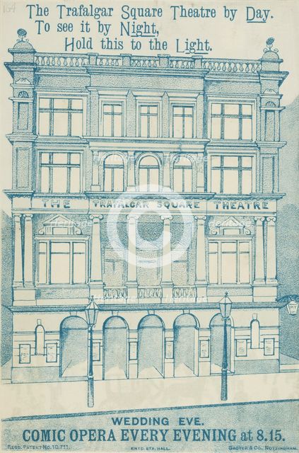 The Trafalgar Square Theatre by Day, late 19th century. Creator: Unknown.