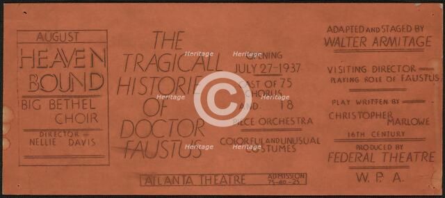 The Tragicall Historie of Doctor Faustus, Atlanta, 1937. Creator: Unknown.