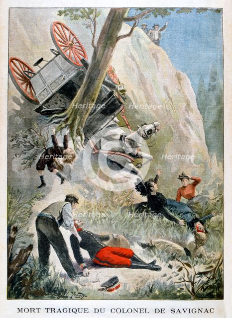 The tragic death of Colonel de Savignac, 1901. Artist: Unknown