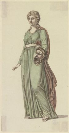 The Tragic Muse: Standing Woman, a Mask in Her Left Hand (from Goethe's Roman Carnival). Creator: Johann Georg Schütz