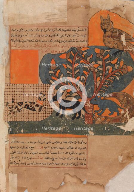 The Trapped Cat and the Frightened Mouse (Rat ?), Folio from a Kalila wa Dimna, 18th century. Creator: Unknown.