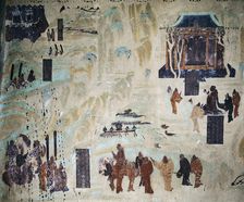 The travel of Zhang Qian to the West. North wall fresco in Mogao Cave 323, 8th century. Creator: Chinese Master