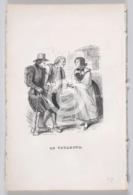 The Traveler from The Complete Works of Béranger, 1836. Creators: Louis-Henri Brevière, Cesar-Auguste Hebert.