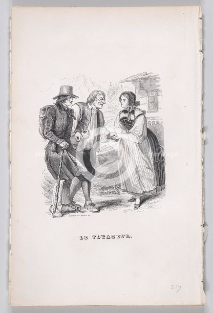The Traveler from The Complete Works of Béranger, 1836. Creators: Louis-Henri Brevière, Cesar-Auguste Hebert.