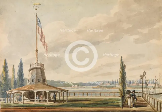The Traveler's First View of New York—The Battery and Flagstaff, 1811-ca. 1813. Creator: Pavel Petrovic Svin'in.